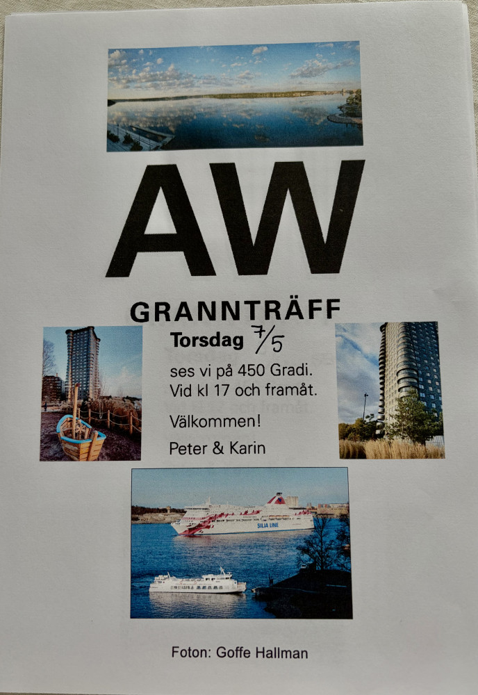Inbjudan till grannträff på 450 Gradi.