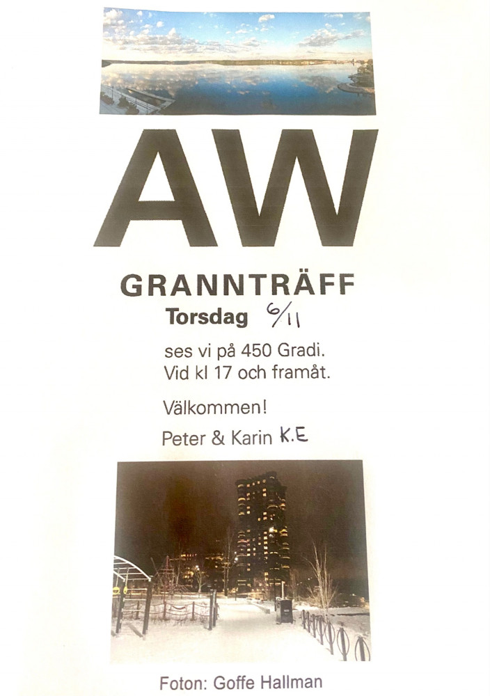 Inbjudan till grannträff på 450 Gradi.